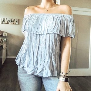 🌟$8 SALE🌟 Blue Off the Shoulder Flounce Top